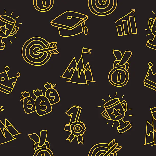 Vector illustration of Seamless vector pattern of successful gold icons