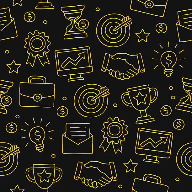 Vector illustration of Seamless vector pattern of the gold career icons