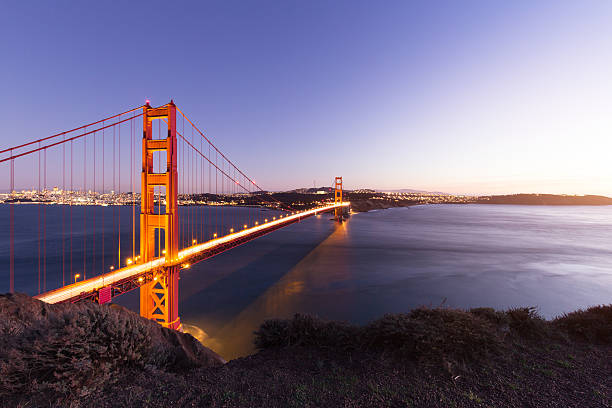 istock gold gate bridge in blue sky at dawn 512523766
