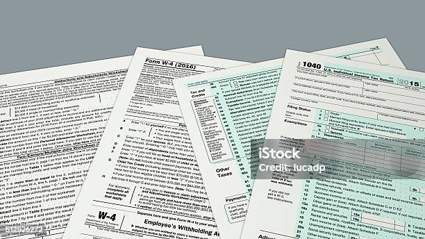 Usa Taxes Concept Stock Photo - Download Image Now - 1040 Tax Form, 2015, 2016