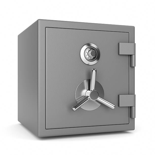 металлический сейф - safe vaulted door combination lock door стоковые фото и изображения