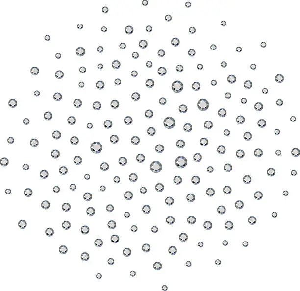 Vector illustration of Small diamonds (gems, rhinestones) scattered around isolated on