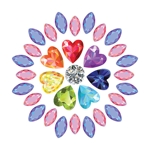 ilustrações, clipart, desenhos animados e ícones de textura de cor marquesa coração cortado &  pedras preciosas - brooch diamond sapphire jewelry