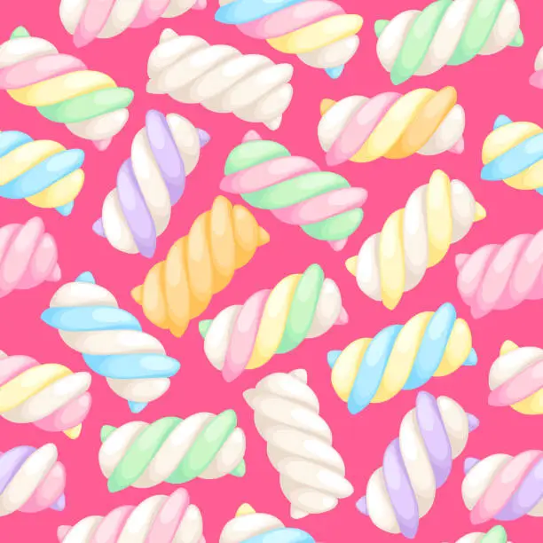 Vector illustration of Marshmallow twists seamless pattern vector illustration