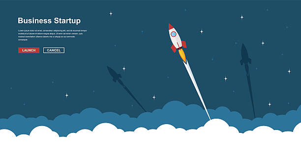 geschäft startup-banner - taking off business creativity adventure stock-grafiken, -clipart, -cartoons und -symbole