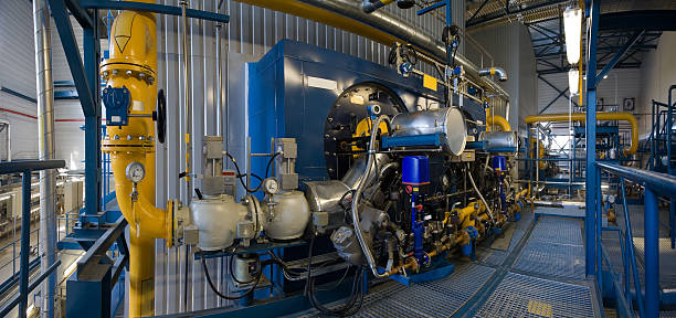 hohe leistung kessel kochplatten - boiler power station gas boiler industrial boiler stock-fotos und bilder