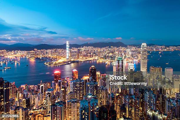 Night View Of Hong Kong Stock Photo - Download Image Now - Hong Kong, Night, City