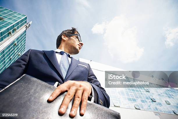 Cool Handsome Businessman Stock Photo - Download Image Now - Digital Tablet, Looking At Camera, Low Angle View