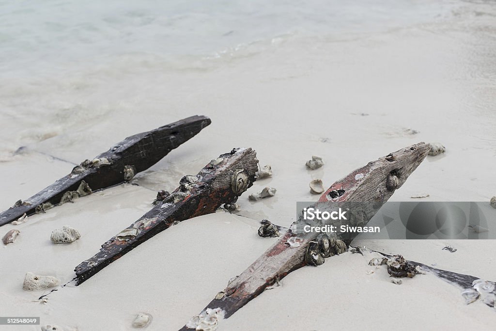 Abandon wood part of ship Abandoned Stock Photo