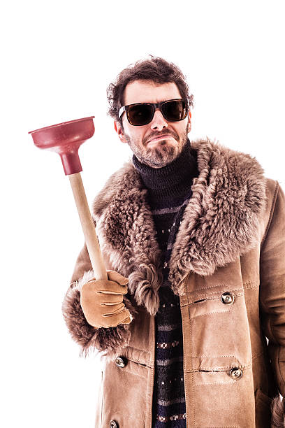uomo con stantuffo - glove winter wool touching foto e immagini stock