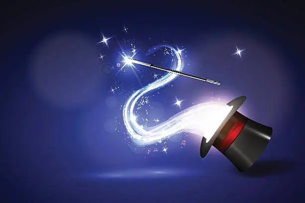 Vector illustration of background wand and magical glow