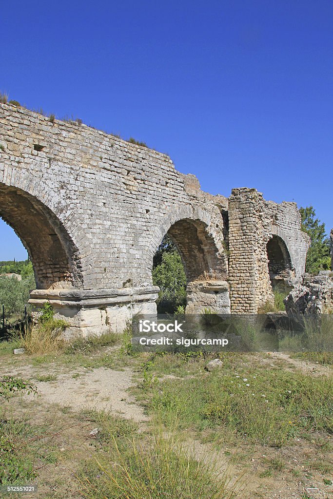 Ancient Roman aqueduct, Gard, France. Ancient Stock Photo