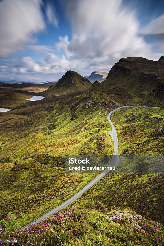 Road in the Quiraing mountains Road in the Quiraing mountains - Isle of Skye - Scotland - UK. Scotland Stock Photo
