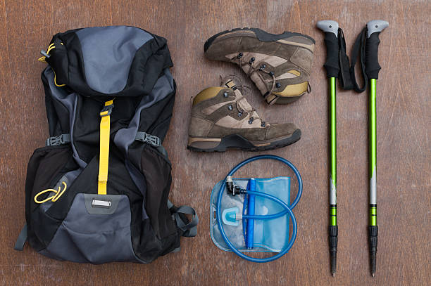 Tools and equipment for a hiker stock photo
