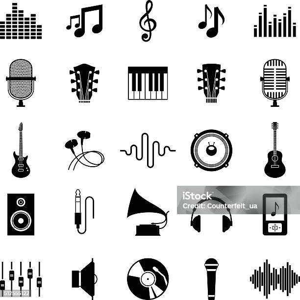 Set Of Vector Music Icons Isolated On White Stock Illustration - Download Image Now - Music, Icon Symbol, Musical Instrument