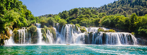 Krka river waterfalls, Dalmatia, Croatia stock photo