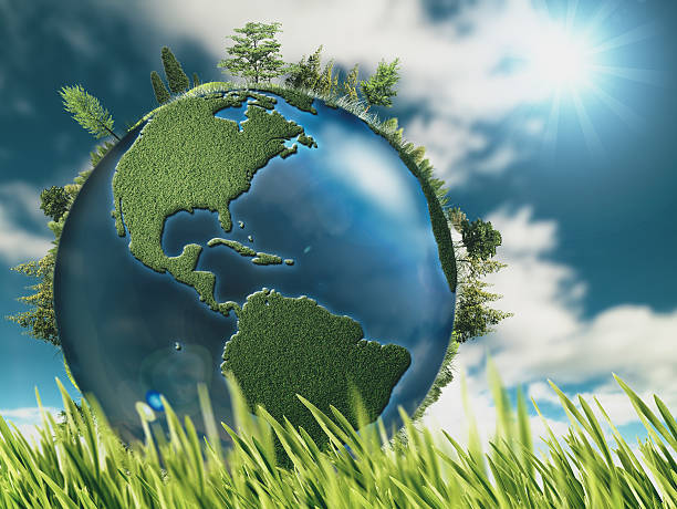 istock Eco natural backgrounds with Earth globe and green grass 512567688