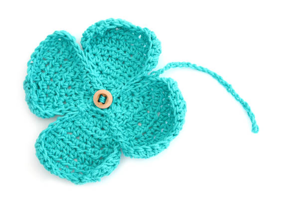 istock Homemade Crochet Four Leaf Clover Isolated On White 512568568