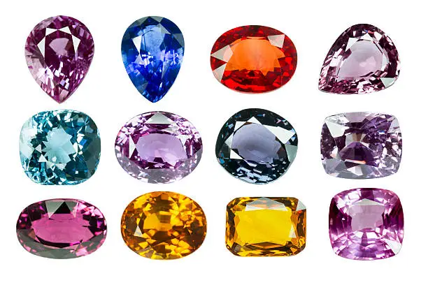 Bright gems on a white backgroundBright gems on a white background