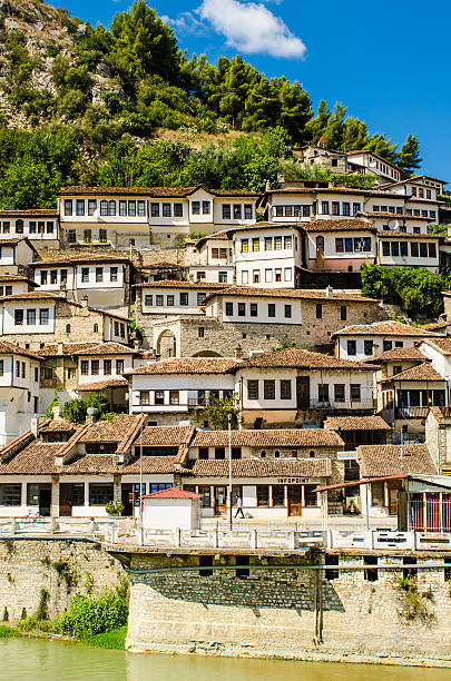 View at old city of Berat in Albania View at old city of Berat in Albania berat stock pictures, royalty-free photos & images