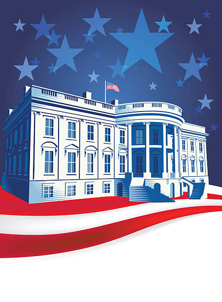 ilustraciones, imágenes clip art, dibujos animados e iconos de stock de la casa blanca - white house washington dc american flag president