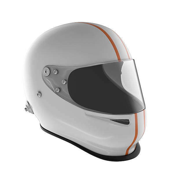 istock White Striped Winter Motor Helmet on White Background 512569782