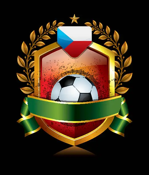 Vector illustration of Czech Republic Soccer Icon with Laurel Wreath