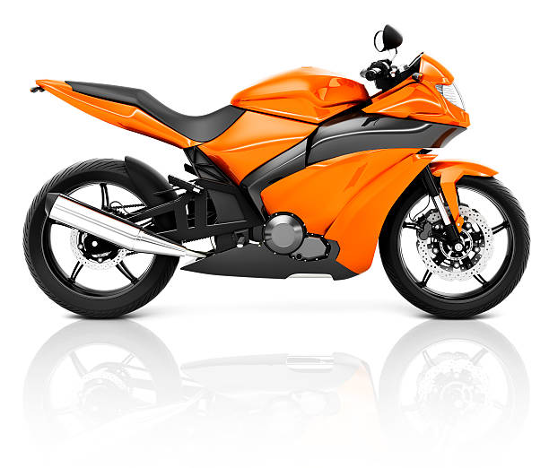 an orange bike is showcased on a white background