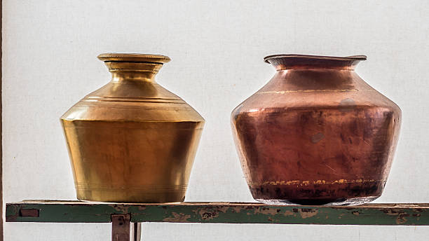 istock Two brass jugs or vases from India, 512573229
