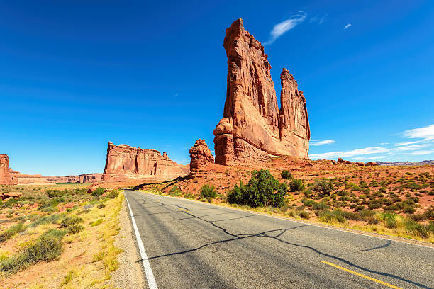 American road in Arches National park, Utah