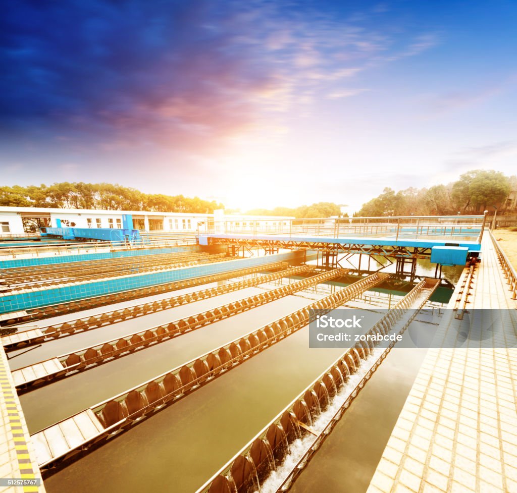 Modern urban wastewater treatment plant Biology Stock Photo