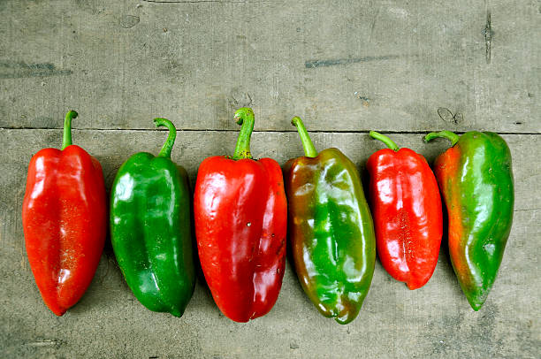 Red and green peppers stock photo