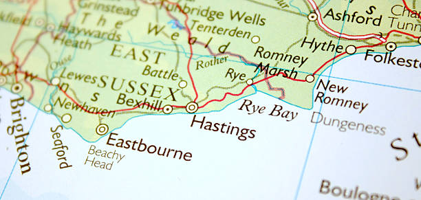 istock Map showing Hastings in the United Kingdom 512576267