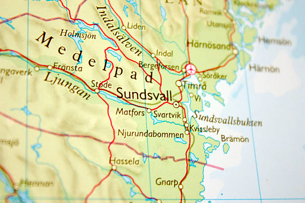 map showing sundsvall in sweden - sundsvall bildbanksfoton och bilder