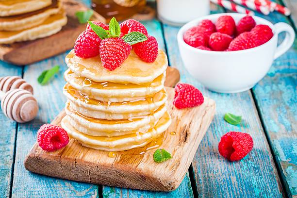 istock Homemade pancakes with honey and raspberry 512591370