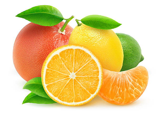 Various citrus fruits isolated on white with clipping path