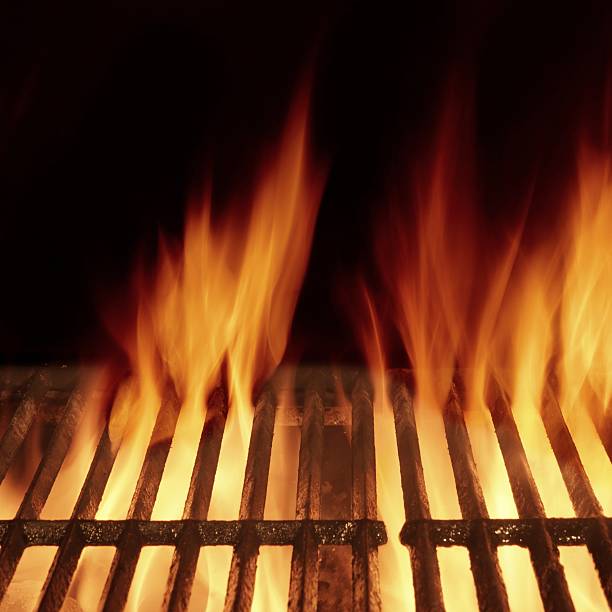 istock Empty Hot Charcoal Barbecue Grill With Bright Flame Isolated 512595692