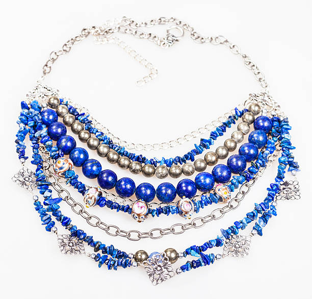 istock blue necklace from natural gemstones on white 512596788