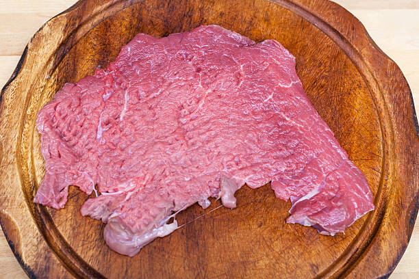 above view of beaten slice of veal