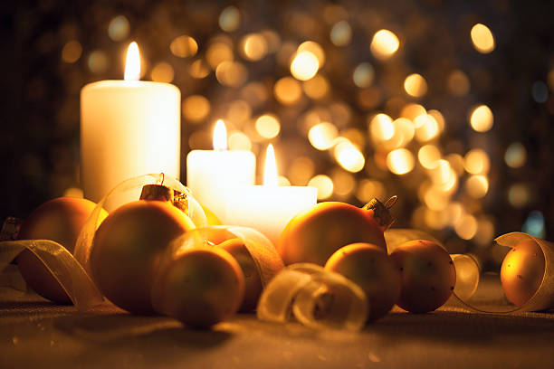 istock Warm Night Christmas decorations on magic bokeh background 512600293