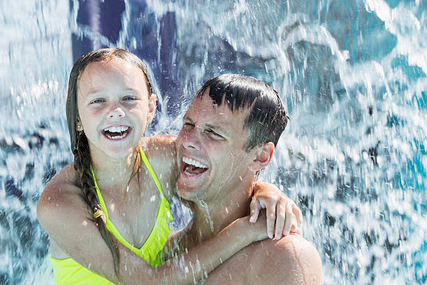 istock Father and daughter at water park 512601045