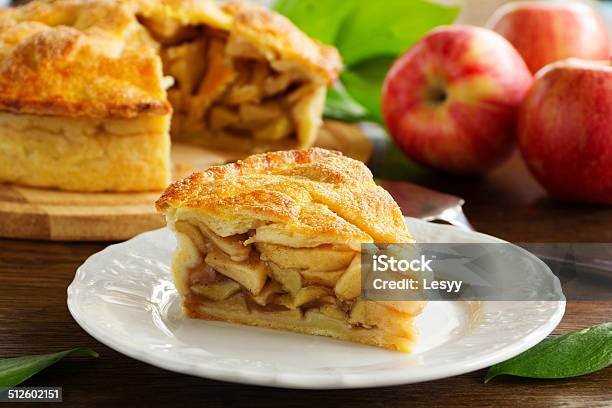 Classic American Apple Pie Stock Photo - Download Image Now - Apple Pie, Slice of Food, Sweet Pie