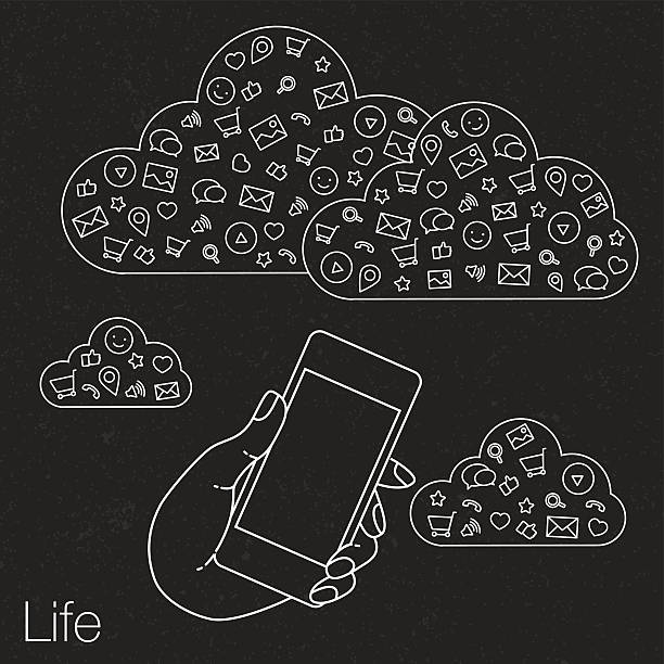 ilustraciones, imágenes clip art, dibujos animados e iconos de stock de la demostración para aplicaciones de presentación de comprimido - cloud computing human hand cloud cloudscape