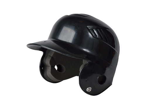 Black baseball helmet isolated on white background with clipping path