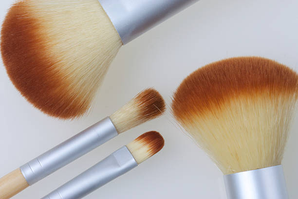 istock Set of bamboo brushes for applying makeup 512620984