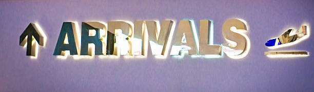 Arrivals sign Luton Airport