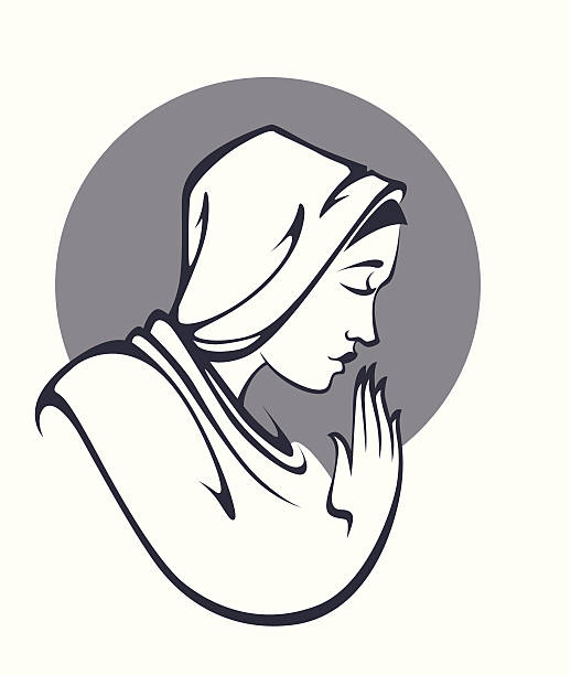 vector portrait of Virgin Mary religion illustration religiosity stock illustrations