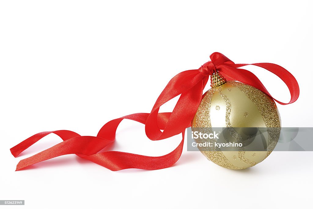 ゴールドクリスマスボール、レッドのリボン - お祝いのロイヤリティフリーストックフォト