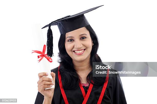 Happy Young Female Student Holding Diploma Stock Photo - Download Image Now - Adult, Adult Student, Asia