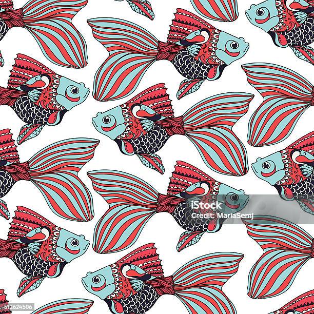 Rotated Pattern Fish Ornate Fish Pattern Stock Illustration - Download Image Now - Abstract ...